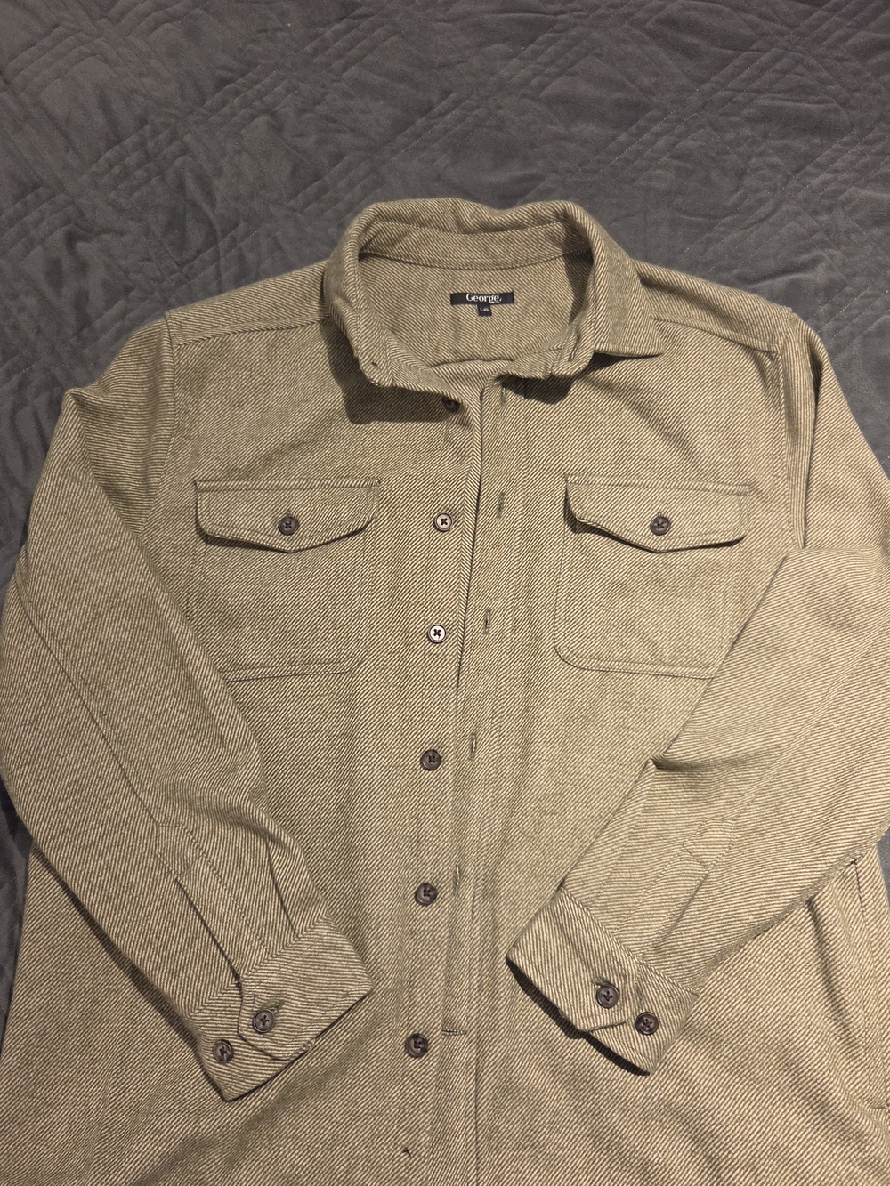 George Men's Tan Herringbone Shirt Jacket